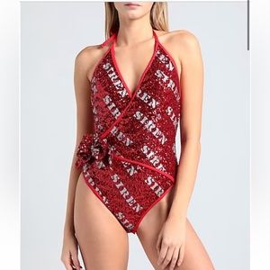 NWT moschino Siren Hollywood Stencils Sequins One-piece Swimsuit
